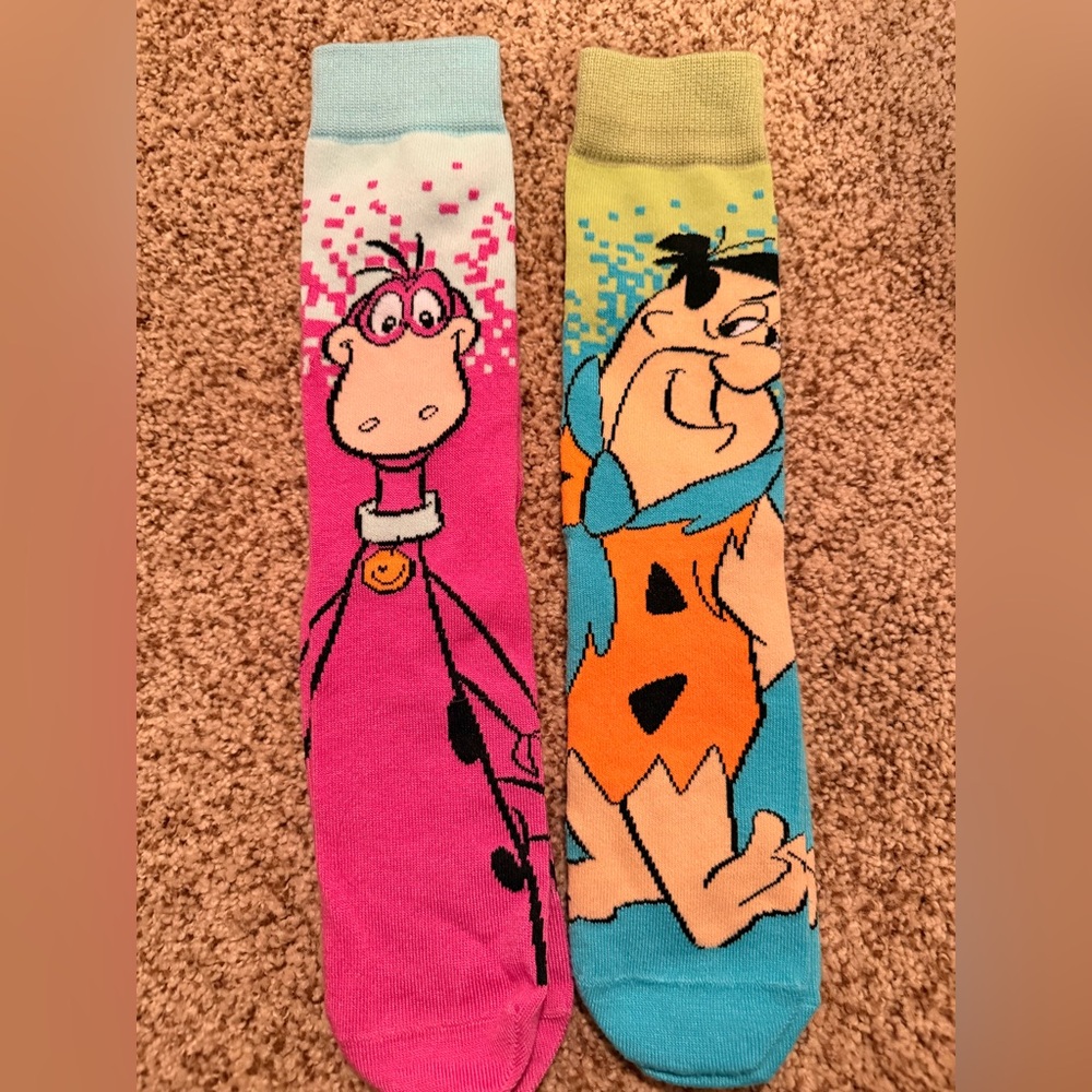 Colorful Cartoon Character Socks-2 pair. The Flintstones.